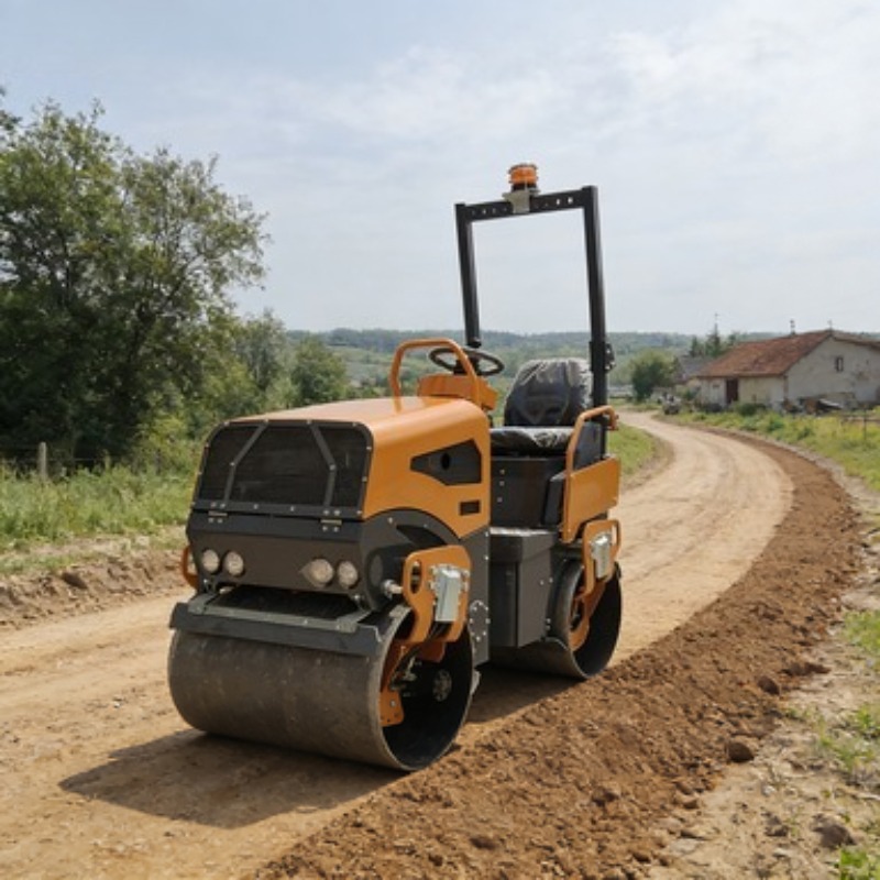 Heavy Equipment In Construction - Compactadora de Rodillos Vibratorios para Trabajo