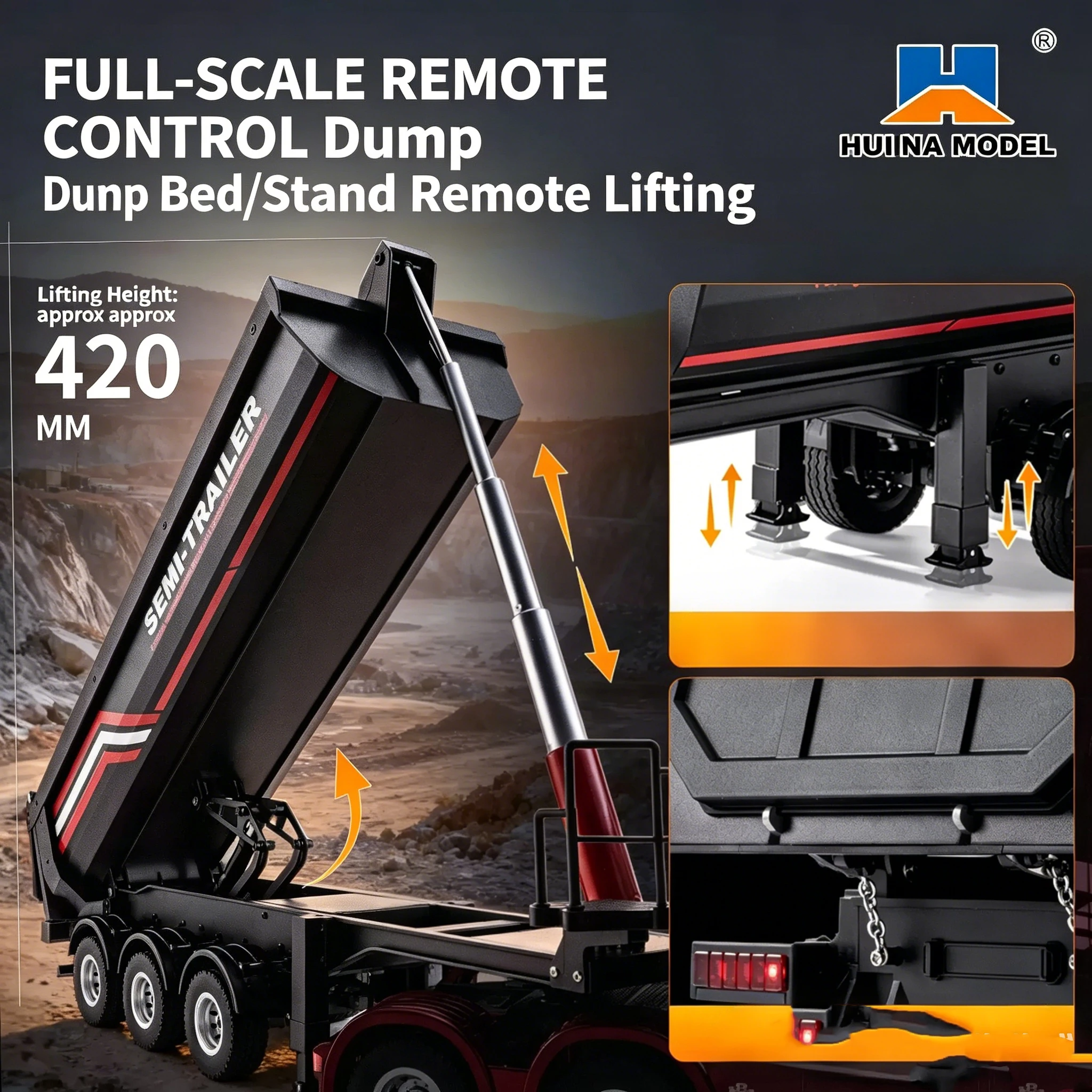 HUINA 1509 1/18 19CH Semirremo - Dump Truck Toy reseña y precio